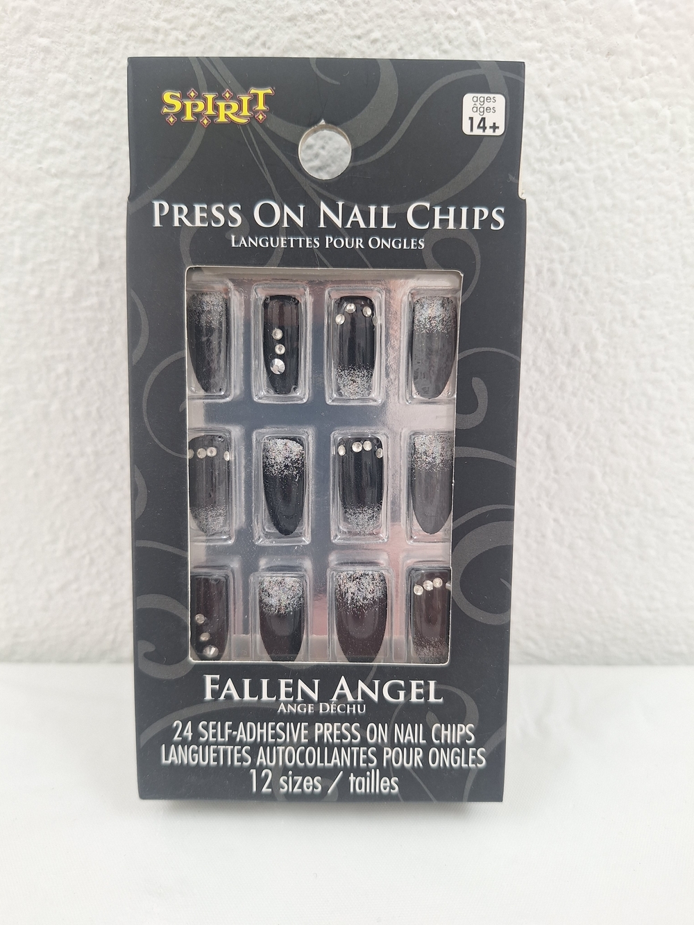 Spirit Fallen Angel Black Press-On Nail Chips - 24 Self-Adhesive Nails